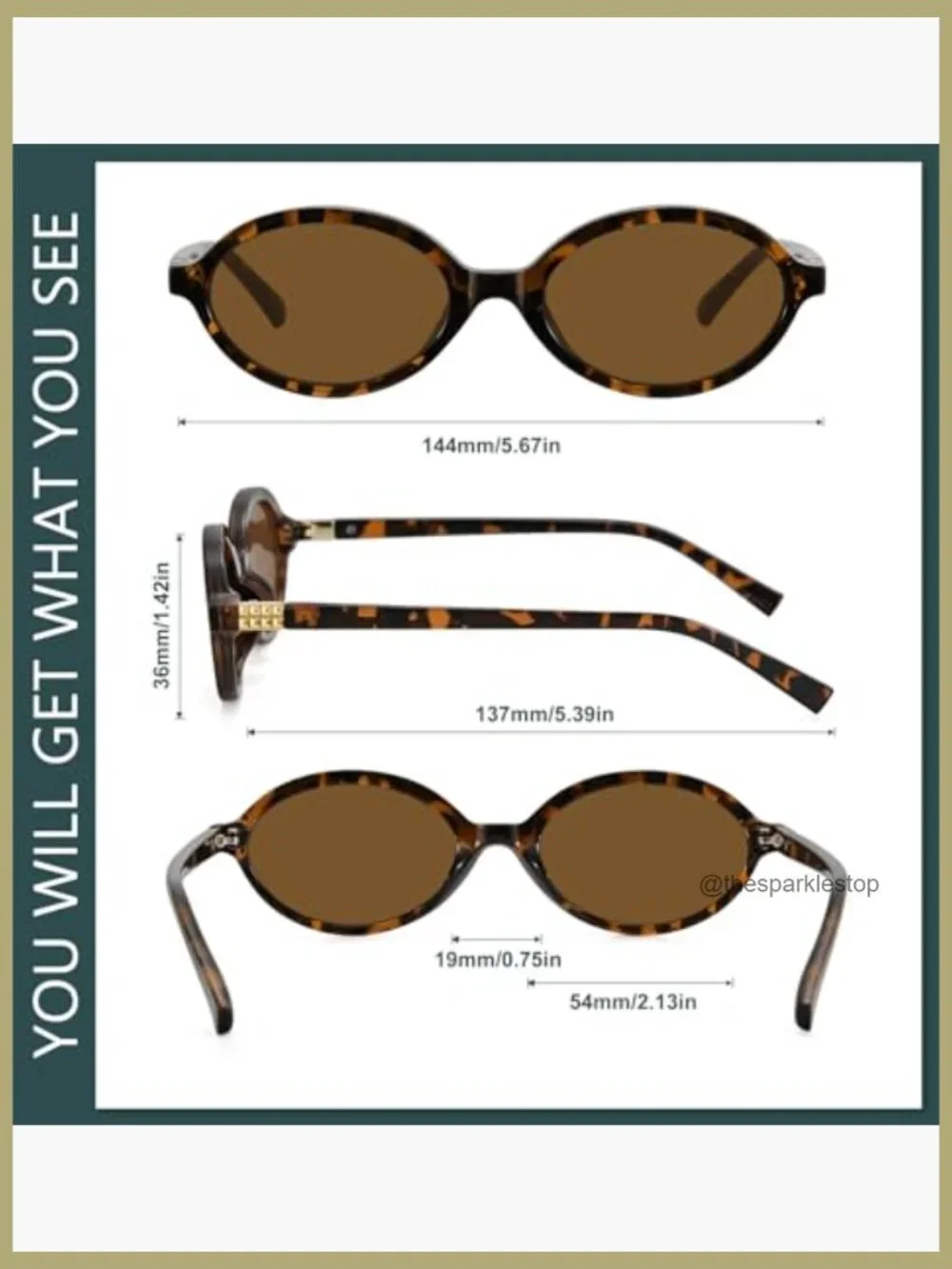 Retro Oval Acetate Sunglasses UV400 Protection Trendy Sunnies